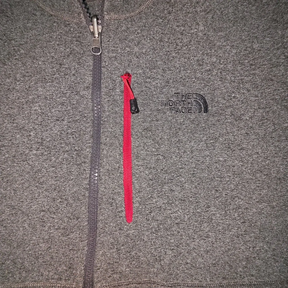 The North Face Mens XL Gray Full Zip Fleece Jacket Mock Neck Heathered Charcoal